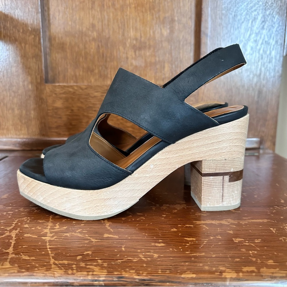 Cocolico Varick Platform Leather and Wood Sandals. Limited puzzle wood series - Picture 4 of 12